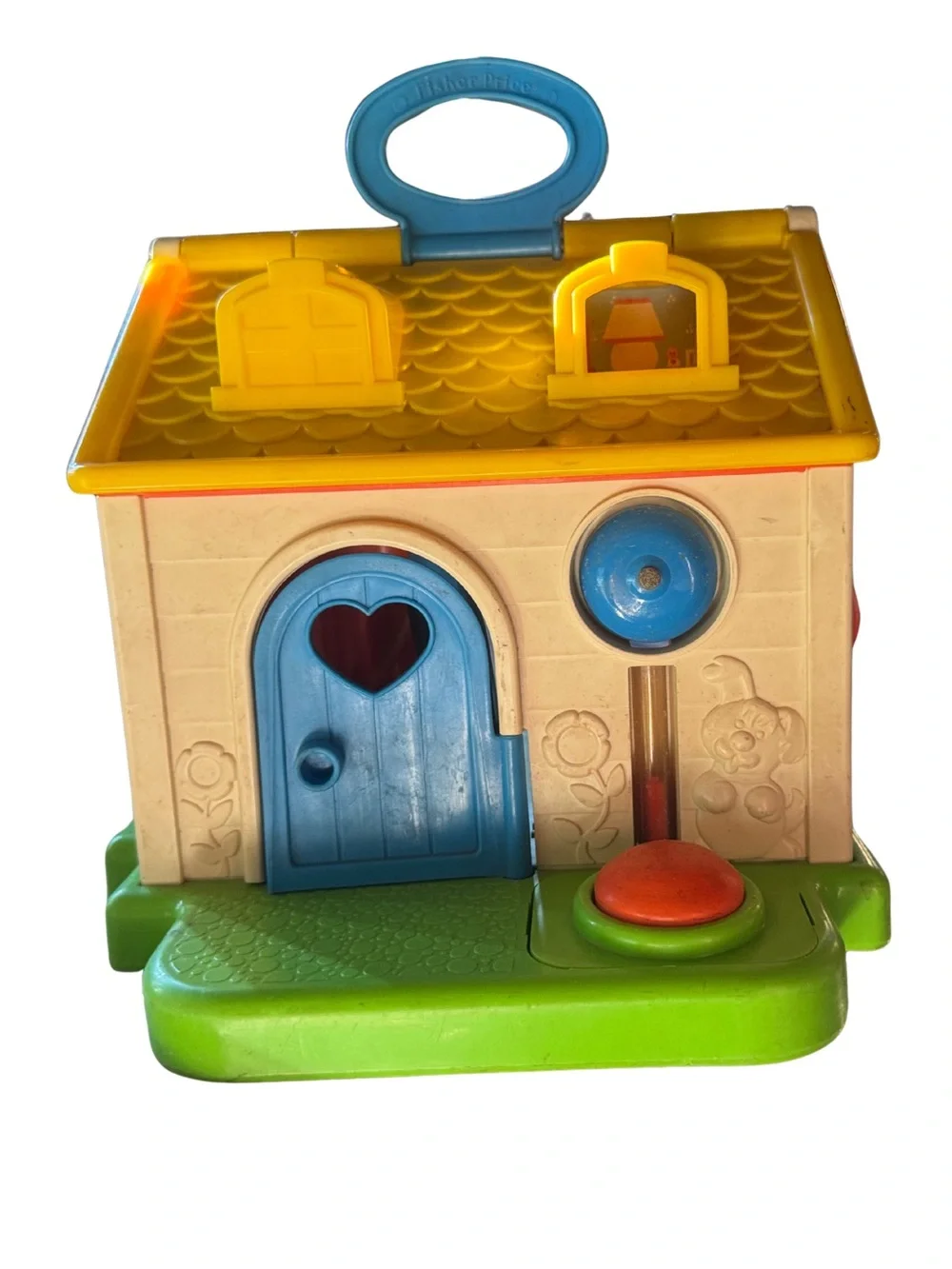 Vtg 1984 Fisher-Price Yellow Roof Blue Door Little People Playhouse